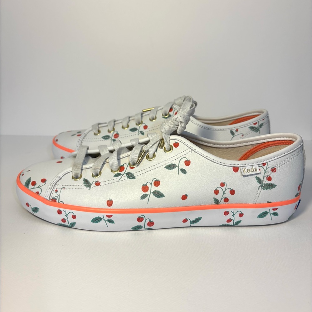 Keds x Rifle Paper Co Kickstart Leather Strawberry SZ 10 EUC - Picture 3 of 11